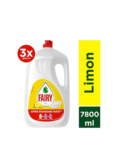 Fairy Limon Kokulu Sıvı Bulaşık Deterjanı 3 x 2600 ML