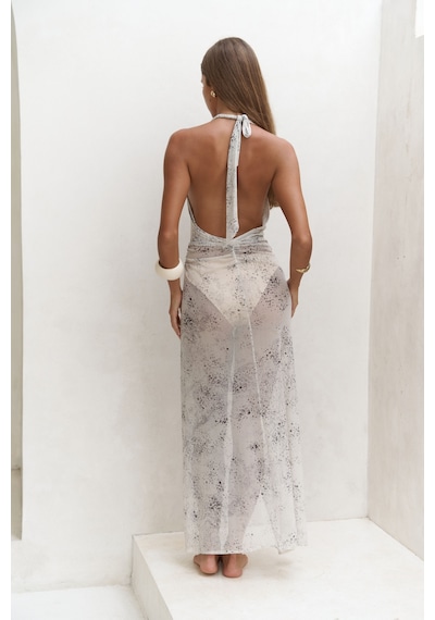 Mai Collection Mai Studios Co. Enonireh Dekolteli Bej Uzun Elbise Bej