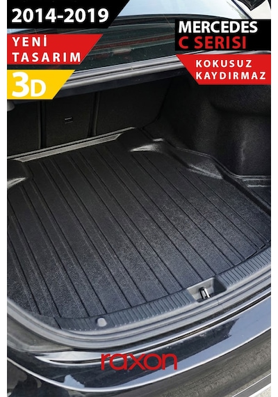 Mercedes W205 2014 2019 Plastic Set Uyumlu 3d Bagaj Havuzu Su Geçirmez, Kaymaz, Yüksek Kenarlı