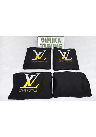 Lv Siyah Otomobil Servis Kılıfı Ön Arka Kılıf 4 Parça Takım Arka Logolu Esnek Likralı Yıkanabilir He 1 Takım