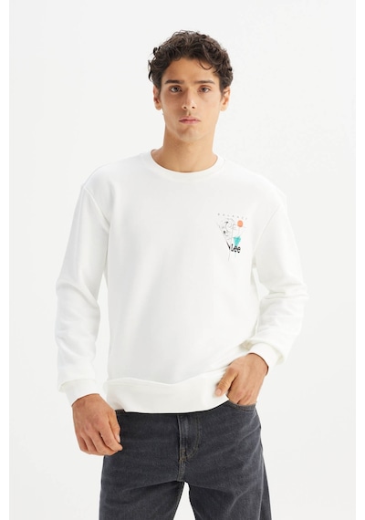 Lee Regular Fit Baskılı Beyaz Erkek Sweatshirt L2520361102 Beyaz