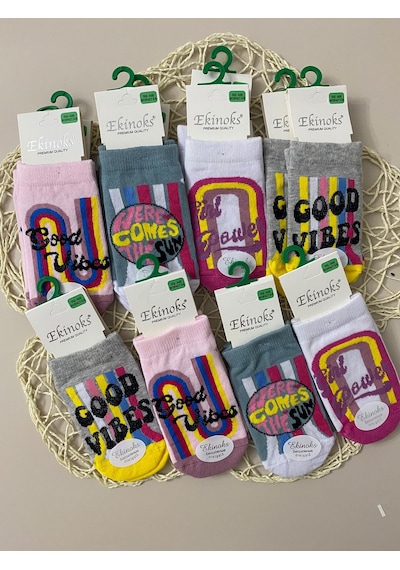 Ekinoks Socks Ekinoks Rone Asorti Dikişsiz Kız Çocuk Patik Çorap 12li Set 3250 Renkli