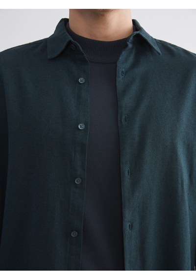 Lcw Vision Yeşil Regular Fit Uzun Kollu Gabardin Erkek Gömlek