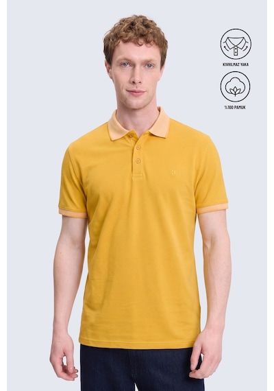 Hatemoğlu Sarı Regular Fit Polo Yaka 100 Pamuklu Tişört Açık Sarı