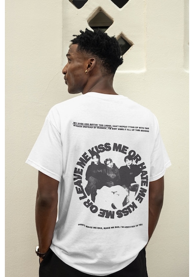 Sevbano Stray Kids Kiss Me Or Hate Me Sırt Baskılı Unisex Oversize Müzik Beyaz