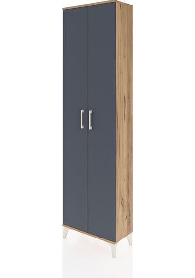 Arges Dolap 5 Raflı Tek Çekmeceli 2 Kapaklı 60x30x221 Antrasit-antrasit Atlas Çam