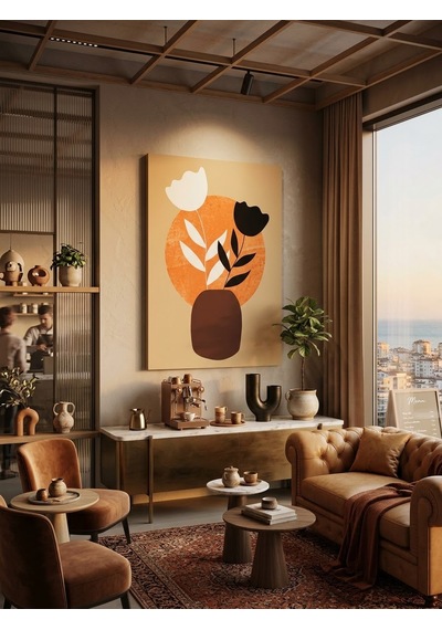 Tablo 60x90 Cm Büyük Boy Kafe Ve Salon Hediyelik Duvar Aksesuarı Kahverengi