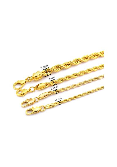 Çelik Zincir Altın Kaplama Burgu Model 6 Mm Zn-131 Altın