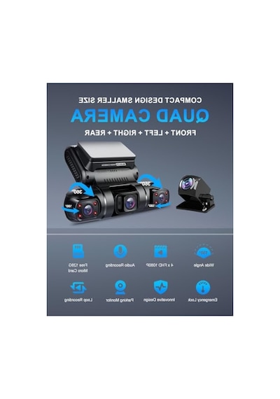 4 Kanallı Fhd 1080p Dash Cam, Ön Ve Arka Kamera