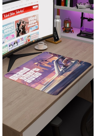 Gta 6 Kaymaz Dikişli Kauçuk Oyuncu Mousepad V2 - 48x40 Xl Gaming Mouse Pad Fare Altlığı