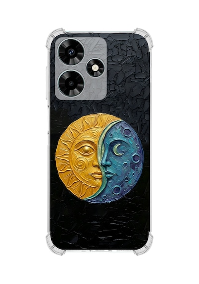 Printify Infinix Hot 30 İle Uyumlu Şeffaf Silikon Kılıf Uv Baskılı Esnek Tpu Kapak Güneş Ve Ay No3