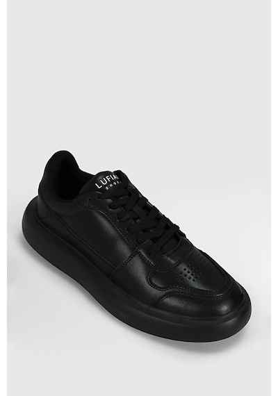 Lufian Mateas Erkek Deri Sneaker Ayakkabı Siyah Beyaz