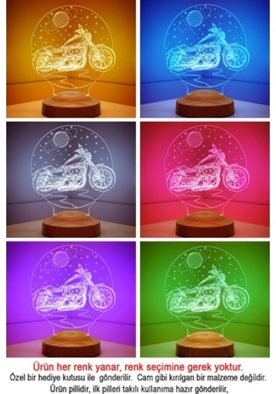Chopper Motorsiklet Motor Hayranlarına Hediye 3D Led Lamba