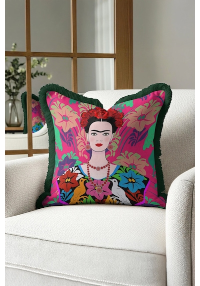 Tropikal Çiçekli Renkli Saçaklı Yastık Kılıfı - Meksika Desenli Boho Yeşil Püsküllü Kırlent Kılıfı Canlı Yosunlu Kehribar Tropikal Çiçekli Renkli Saçaklı Yastık Kılıfı - Meksika Desenli Boho Yeşil Püsküllü Kırlent Kılıfı Canlı Yosunlu Kehribar