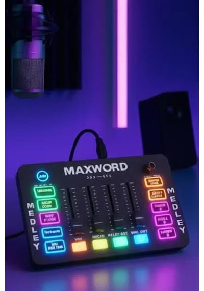 Maxword Medley Gaming Canlı Yayın Stüdyo Kayıt Rgb Ses Kartı Dj Mixer Telefon Pc Uyumlu