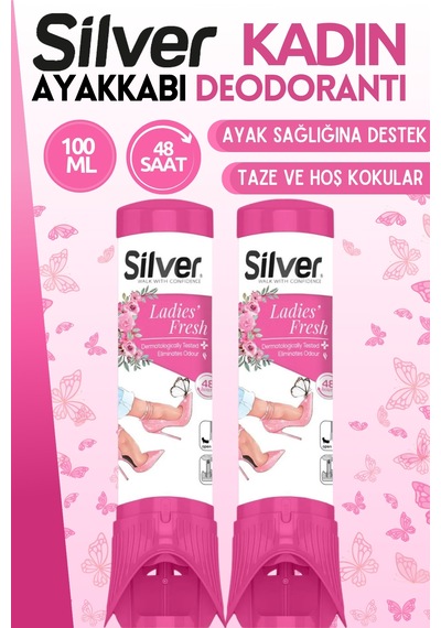 Silver 2 Adet Kadın Ayakkabı Deodorantı Koku  Önleyici 100 Ml La