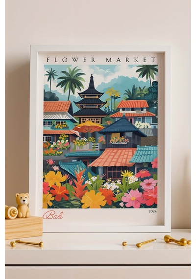 Bali Endonezya Çerçeveli Tablo Seyahat Severlere Salon Ve Ofis İçin Estetik Duvar Dekoru Travel Flower Market