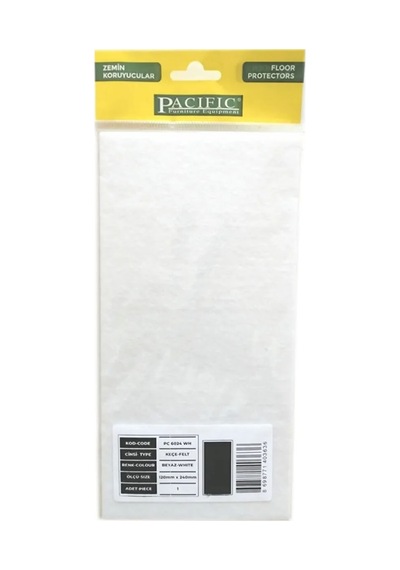Cateksss Pacific Kare Yapışkanlı Sandalye Koltuk Mobilya Ayak Keçesi Felt 120x240 Mm Beyaz - 38 Li Paket