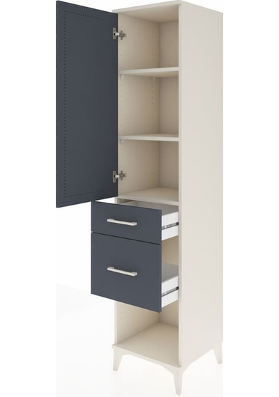 Hyperion Dolap 3 Raflı 2 Çekmeceli Tek Kapaklı 44x44x195 Aytaşı-antrasit Aytası