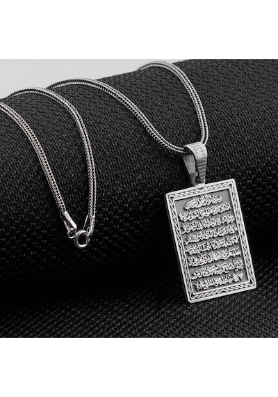 Takılingo 925 Ayar Gümüş Ayet'el Kurs-i Yazılı Kolye Gümüş