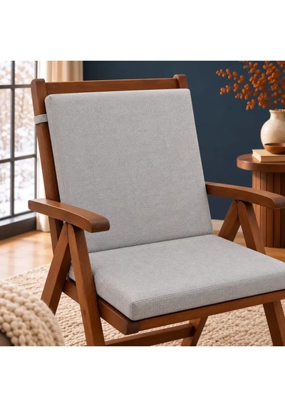 Tek Parça Sırtlıklı Sandalye Minderi 80 40 4 Cm Gri 80 40 4 Cm