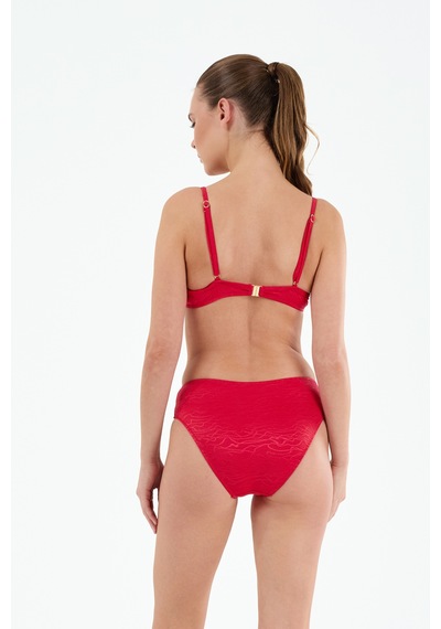 Louren Kadın Siyah/kırmızı Desen Detaylı Döner Kaplı Bikini Takımı Kırmızı