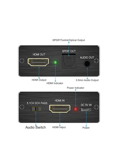 Anunnaki Hdmı + Audio Out Ayırıcı Extractor Converter Spdıf Toslink Optik 3.5mm Ses Çıkışlı 4k