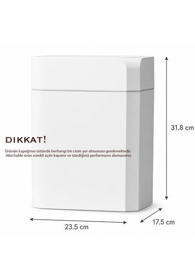 12 Litre Otomatik Hareket Sensörlü Çöp Kovası, Banyo Çöp Kovası, Çöp Kutusu Beyaz
