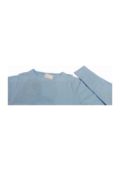 Özdemirli Bebe Basic Düz Bisiklet Yaka Uzun Kollu Likralı Badi Sweat T-shirt Mavi