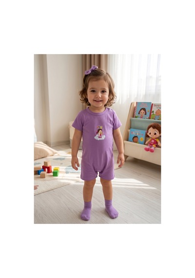 Fuar Baby Miniklere Özel Kız & Erkek Bebek Pamuklu Kısa Paça Tulum Kız Desenli
