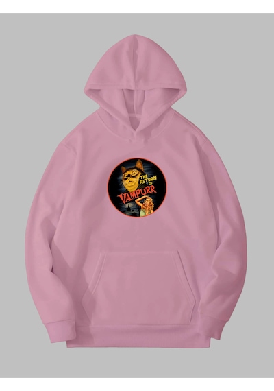 Harmandar Üç İplik Vampurr Kedi Baskılı Unisex Pembe Kanguru Cepli Kapüşonlu Sweatshirt Hoodie Vampurrpembesweat Harmandar Üç İplik Vampurr Kedi Baskılı Unisex Pembe Kanguru Cepli Kapüşonlu Sweatshirt Hoodie Vampurrpembesweat