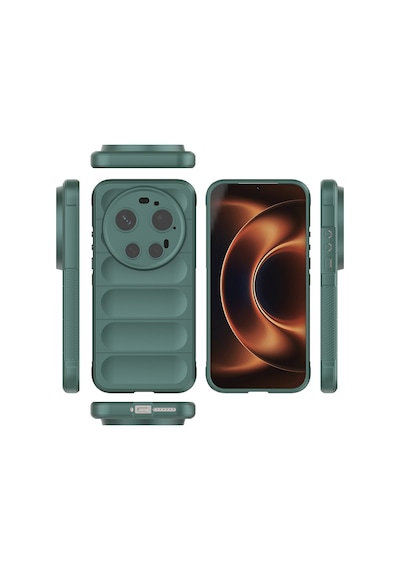 Adige Xiaomi 17 Ultra Kılıf Etnik Optimum Oyuk Desenli Silikon Yeşil