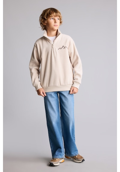 Defacto Oversıze İçi Yumuşak Tüylü Polar Sweatshirt Erkek Çocuk I4690a826wner118 Ekru-er118