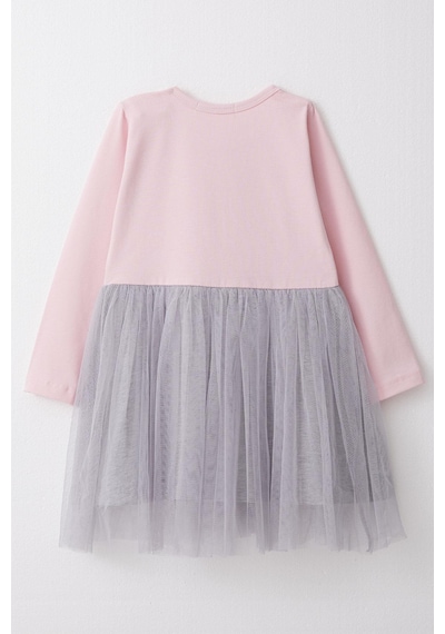 Breeze Kız Çocuk Uzun Kollu Elbise Yazı Baskılı Kalpli 1.5-5 Yaş, Pembe Pembe