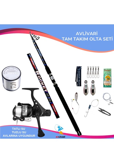 Avlivari Eco Tackle Rocket 300 Cm 100-300 Gr Olta Kamışı - Tiger 4000 Olta Makinası Tam Takım Kıyı Hobi Olta Seti-9838
