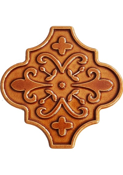 Armada Çini 12x12 Ottoman Çiçekli Arabesk Karamel Çini Karo