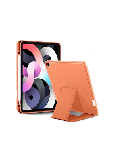 İpad Tablet İle Uyumlu Kılıf Lüks Kadife İç Kaplamalı Suni Deri Mıknatıslı Standlı Tablet Arka Kapak Turuncu, İpad 9.nesil 10.2 İnch