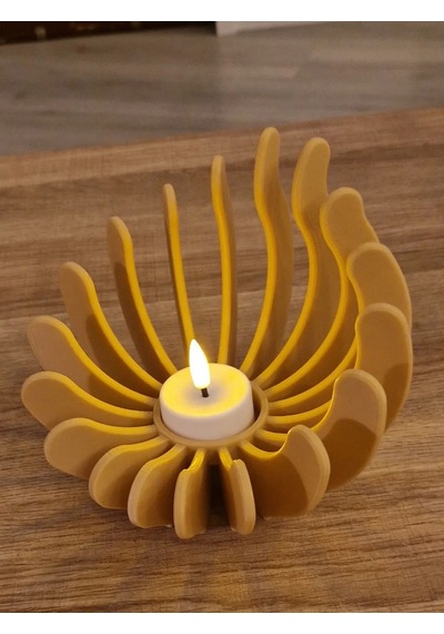 Tealight Ahşap Dokulu Doğal Malzeme Led Mumluk Masa Dekoru Süs Eşyası ŞEFFAF