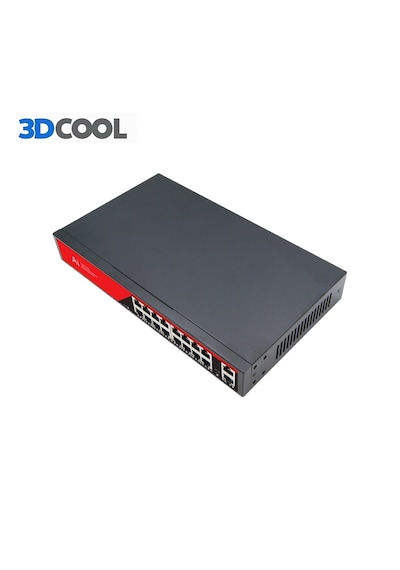 3dcool 3d-psf16 18 Port Kamera Poe Switch 16xpoe 2x Gigabit Uplink 240w 250mt