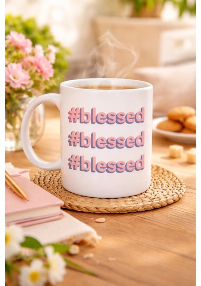 Buğz Blessed Yazılı Porselen Kupa Model 34 Motivasyonlu Kahve Kupası - Günlük Kullanım & Hediye Diğer