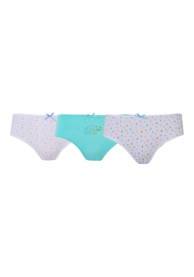 Bhr Kids 3Lü Kız Çocuk Külot Pamuklu Baskılı Esnek Rahat Slip