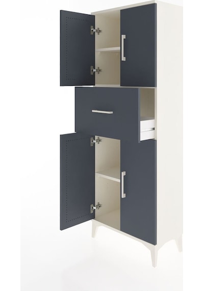Arges Dolap 2 Raflı Tek Çekmeceli 4 Kapaklı 60x30x163 Aytaşı-antrasit Aytası