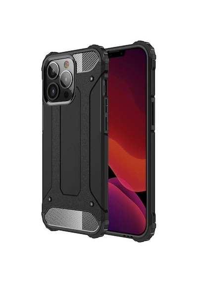 Noktaks - Apple Uyumlu iPhone   13 Pro Max - Kılıf   Çift Katman Zırh Tank Crash Military Kapak - Siyah