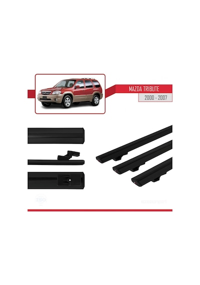 Mazda Tribute 2000-2007 Arası İle Uyumlu Basic Model Ara Atkı Tavan Barı Siyah 3 Adet