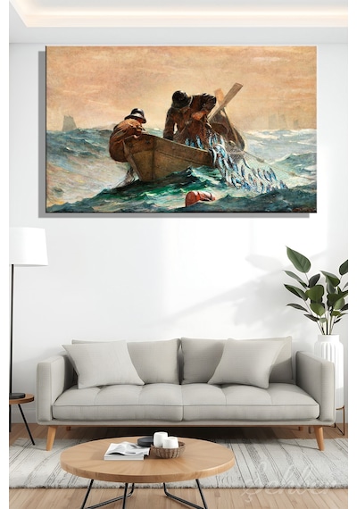 Winslow Homer'in Ünlü The Herring Net Ringa Ağı Tablosu Yatay Kanvas 3563