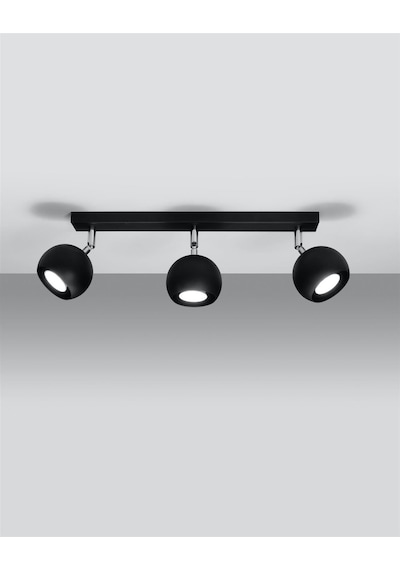 Rsylight Retro Siyah 180 Derece Hareketli Modern Spor 3 Lü Led Spot Avize Günışığı Ampullü Siyah