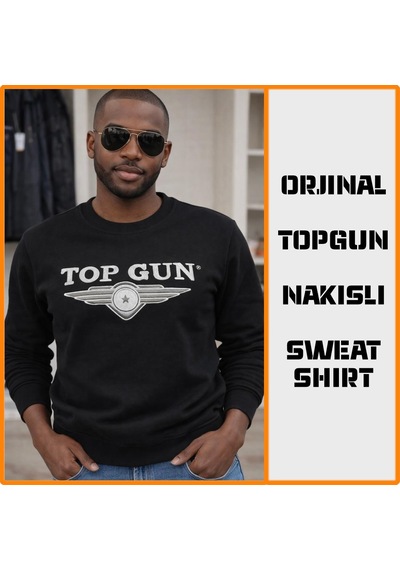 Top Gun Nakıslı Sweat Sıyah Siayh