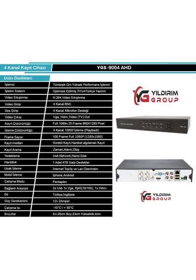 4 Kanal X Mye Yazılımlı Ahd Kayıt Cihazı