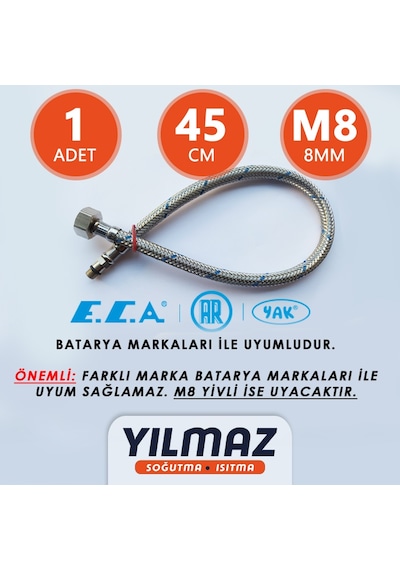 E.C.A. Batarya Bağlantı Fleksi - Hortumu. Soğuk Mavi - 45Cm . M8 Mavi
