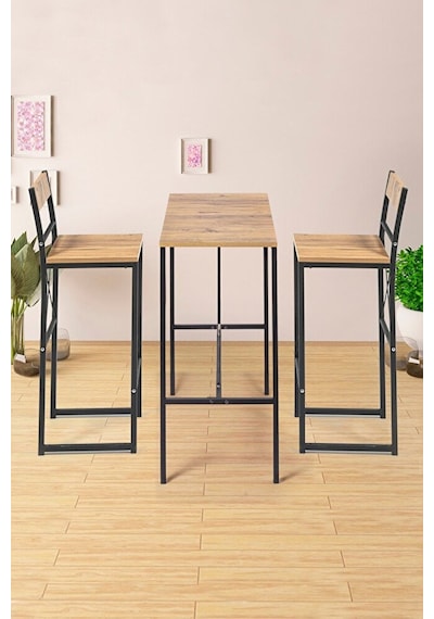 Retohome Good 100/45 Bar Masası /yemek Masası Takımı 1651 Ahşap - Siyah